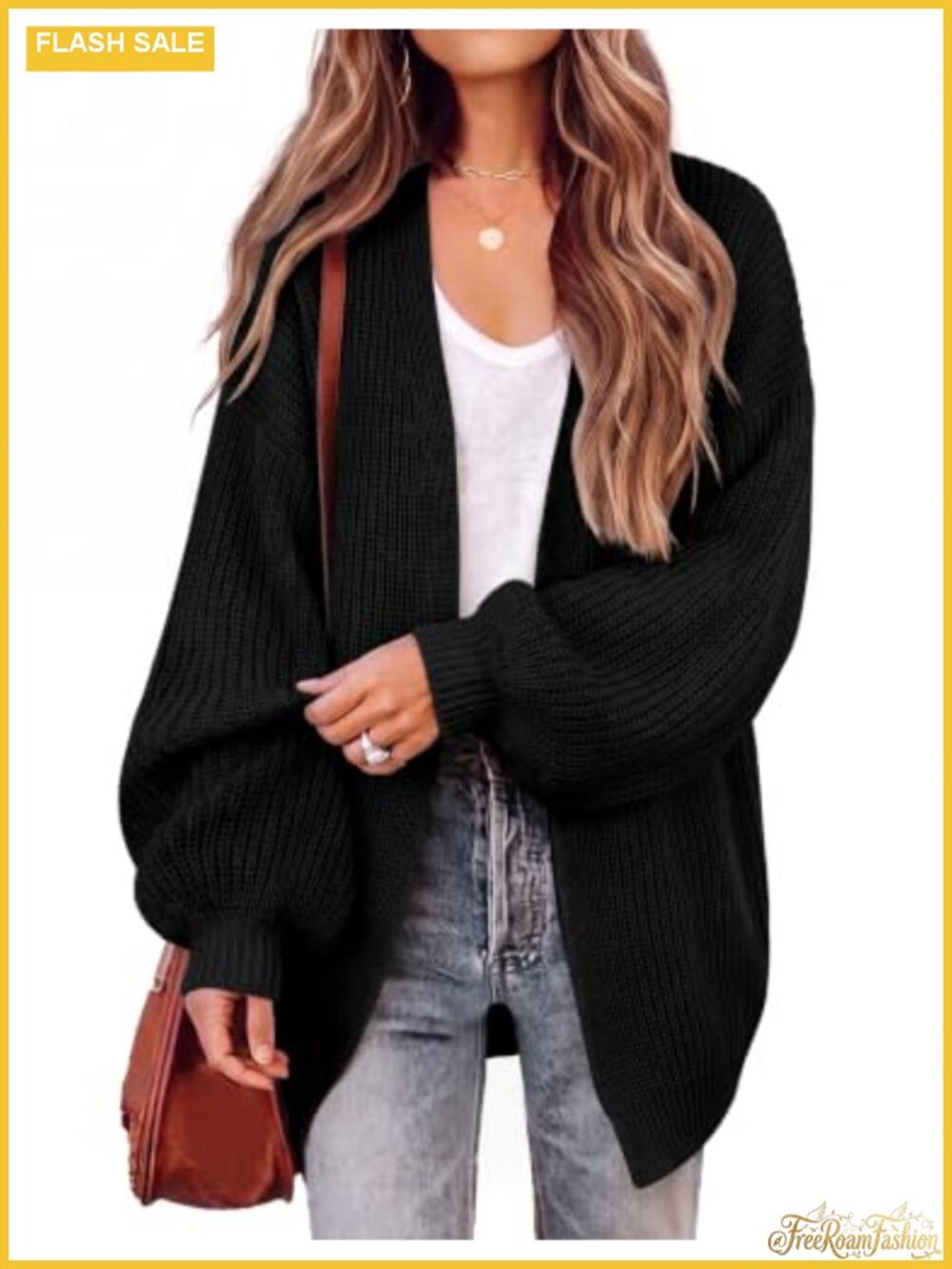 Oversized Chunky Knit Long Sleeve Open Front Cardigan Sweater